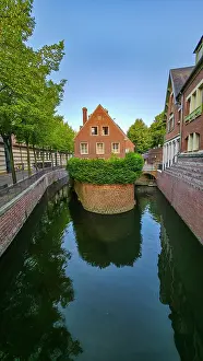 Small Prints: Small channel flows through trees near house in Amiens
