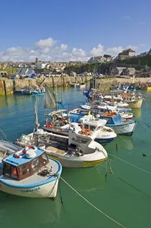 Images Dated 19th June 2009: Small fishing boats in the harbour at high tide, Newquay, North Cornwall