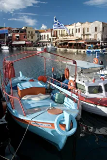 Crete Prints: Small fishing boats, Old Venetian harbor, Rethymno, Crete, Greek Islands, Greece, Europe