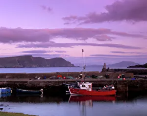 Connacht Prints: Small fishing harbour at sunset
