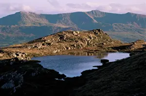 Gwynedd Prints: Small lake (llyn) with Cadair Idris (Cader Idris) range behind