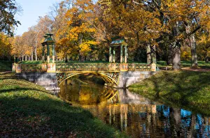 Public Park Prints: Small (Minor) Chinese Bridge in Alexander Park, Pushkin (Tsarskoye Selo), near St