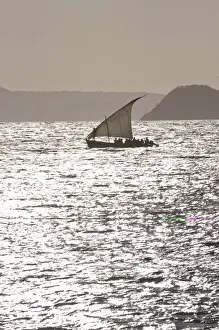 Sail Prints: Small sailing boat at sunset near Diego Suarez (Antsiranana), Madagascar