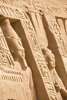 Abu Simbel Prints: The small temple, dedicated to Nefertari and adorned with statues of the King and Queen
