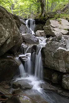 Small waterfall between rocks in the woods, Emilia Romagna, Italy, Europe Small waterfall between rocks in the woods, Emilia Romagna, Italy, Europe