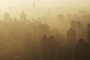 Smoggy Shanhai at dawn, Shanghai, China, Asia