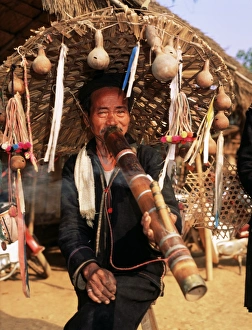Posturing Prints: Smoker in Akha village