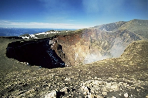 Smoking Prints: The smoking crater of Volcan Villarrica, 2847m, Lake District, Chile, South America