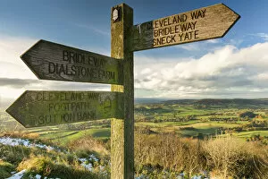 Typically English Gallery: Sneck Yate signpost at Whitestone Cliffe, on The Cleveland Way long distance footpath