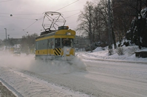 Helsinki Prints: Snow-clearing tram, Helsinki, Finland, Scandinavia, Europe