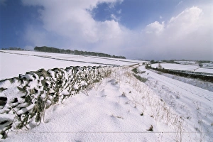Snow coverd fields and walls, Hartington, Tissington Trail, Derbyshire