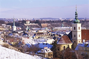Czech Prints: Snow covered Baroque church of Our Lady Victorious