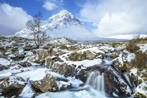 Bare Tree Prints: Snow covered Buachaille Etive Mor and the River Coupall