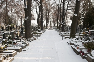 Images Dated 18th December 2009: Snow-covered cemetery, village of Treboradice, Prague, Czech Republic, Europe