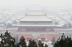snow covered Forbidden City Palace Museum Unesco World Heritage Site Beijing China