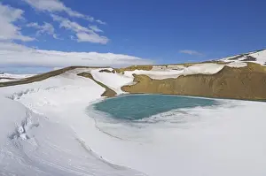 Myvatn Prints: Snow covered frozen Viti (Hell) crater near Krafla power plant