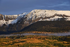 Covered Prints: Snow-covered mountain in the Sneffels Range in the fall