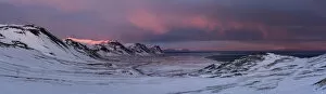 Snaefellsnes Peninsula Gallery: Snow covered mountains in evening sunlight, Snaefellsnes Peninsula, Iceland, Polar