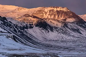 Snow covered mountains in March evening sunlight, Snaefellsnes Peninsula, Iceland