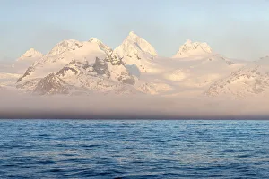Snow covered mountains on South Georgia West coast, South Georgia