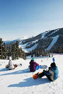 Images Dated 29th March 2009: Snowboarders at Whistler mountain resort, venue of the 2010 Winter Olympic Games