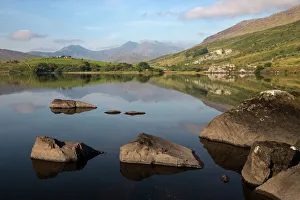 Snowdon and Llynnau Mymbyr, Capel Curig, Snowdonia National Park, Conwy, Wales, United Kingdom