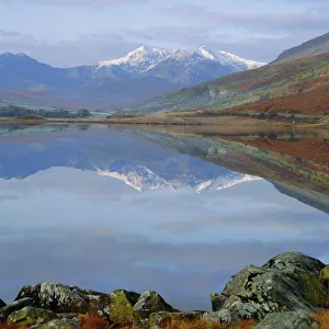 Images Dated 28th August 2008: The Snowdon range from Capel Curig across Llynnau Mymbr (Llyn Mymbyr)
