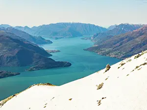 Como Prints: Snowy mountains overlooking Lake Como, Alto Lario, Como province, Lombardy, Italy