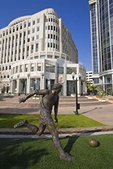 Images Dated 27th March 2007: Soccer Monument in City Hall Plaza, Orlando, Florida, United States of America