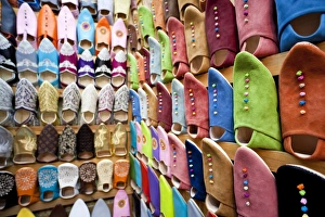 Clothing Prints: Soft leather Moroccan slippers in the Souk