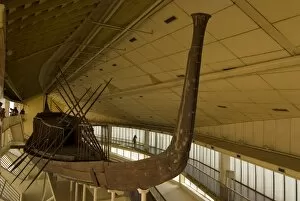 Solar Funeral boat, thought to be at least 4000 years old, in its purpose built museum near the Pyramids, Giza