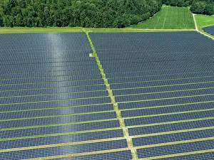 Sustainable Prints: Solar panels covering large area in Upper Swabia region of Baden-Wurttemberg