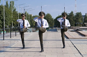 Soldiers Prints: Soldiers on parade, Ala Too Square, Bishkek, Kyrgyzstan, Central Asia, Asia