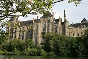 Sarthe Prints: Solesmes Benedictine Abbey overlooking the Sarthe River, Solesmes, Sarthe, France, Europe