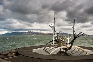 Shapes Prints: Solfar (Sun Voyager) sculpture by Jon Gunnar Arnason in Reykjavik, Iceland, Polar Regions