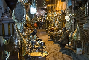 Stall Prints: The Souk, Medina, Marrakech (Marrakesh), Morocco, North Africa, Africa