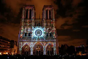14th Century Gallery: Sound and Light show at Notre Dame de Paris Cathedral, UNESCO World Heritage Site, Paris