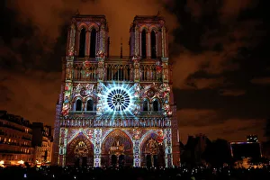 14th Century Gallery: Sound and Light show at Notre Dame de Paris Cathedral, UNESCO World Heritage Site, Paris