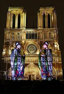 Sound and Light show at Notre Dame de Paris Cathedral, UNESCO World Heritage Site, Paris