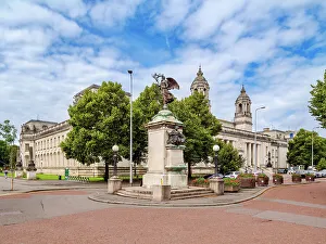 British Isles Prints: South African War Memorial and Cardiff Crown Court, Cardiff, Wales, United Kingdom, Europe