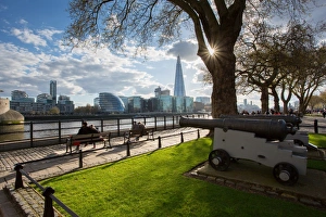 Cobbled Prints: South Bank from Tower of London, London, England, United Kingdom, Europe