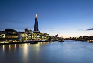 The Shard Prints: South Banks and The Shard reflecting in the River Thames, London, England, United Kingdom