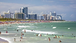 Crowded Prints: South Beach, Miami Beach, Gold Coast, Miami, Florida, United States of America, North