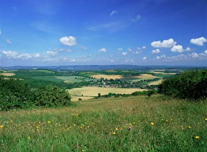Blue Skies Prints: South Harting from the South Downs Way, Harting Down, West Sussex, England