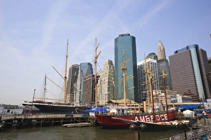 Images Dated 23rd May 2009: South Street Seaport and Lower Manhattan buildings, New York City, New York