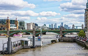 Tower Bridge Prints: Southwark Bridge as seen from the South Bank, London, England, United Kingdom, Europe