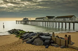 Suffolk Prints: Southwold pier in the early morning, Southwold, Suffolk, England, United Kingdom, Europe