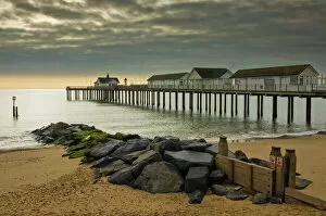 Moody Collection: Southwold pier in the early morning, Southwold, Suffolk, England, United Kingdom, Europe