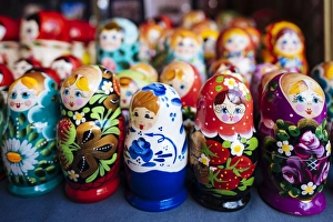 Estonia Prints: Souvenir Russian dolls for sale, Old Town, Tallinn, Estonia, Europe