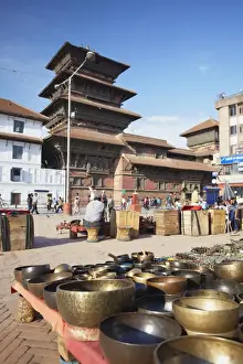 Outdoor Market Prints: Souvenirs for sale in Durbar Square, UNESCO World Heritage Site, Kathmandu, Nepal, Asia